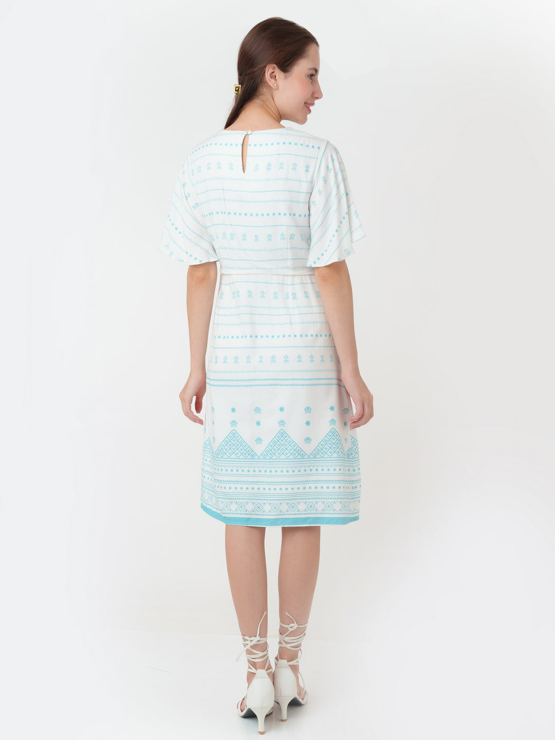 White_Printed_A-Line_Short_Dress_D04041_4