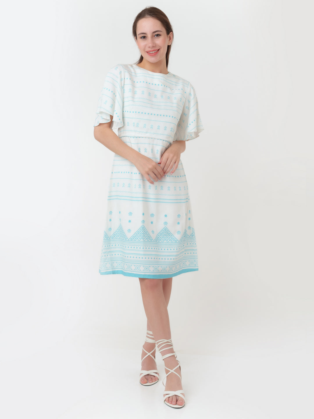 White_Printed_A-Line_Short_Dress_D04041_5