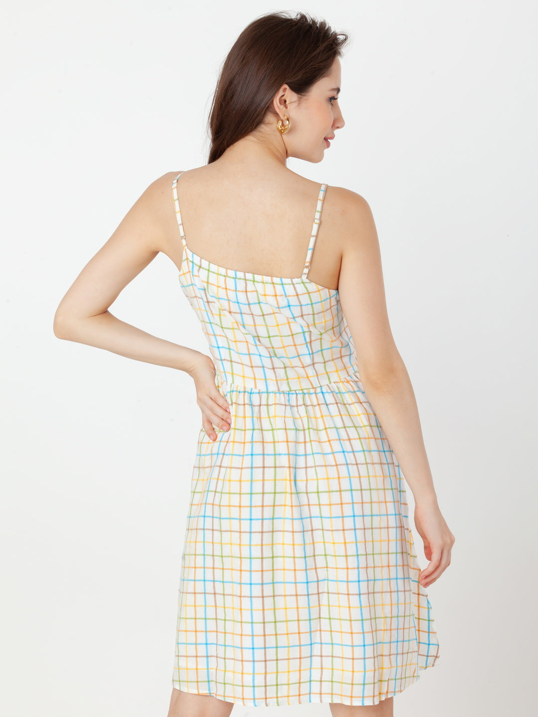 White_Checks_A-Line_Short_Dress_4