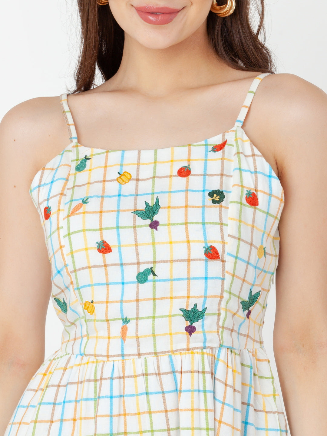 White_Checks_A-Line_Short_Dress_6