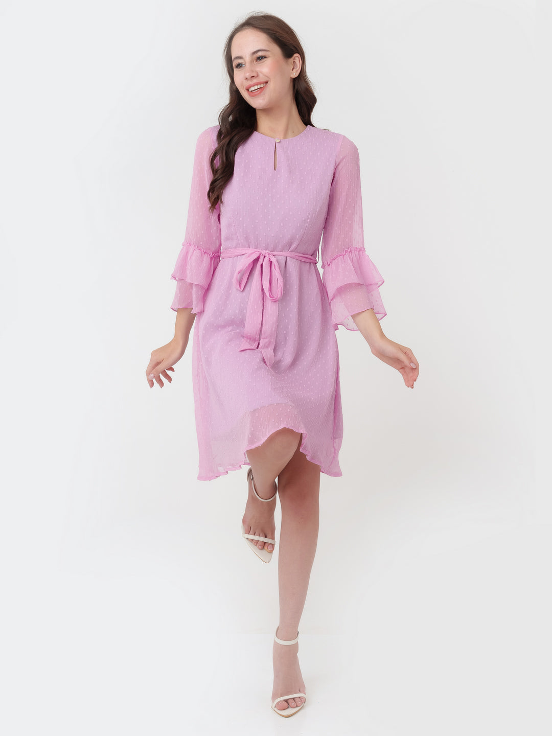 Women Pink Solid A-Line Dress main image 1