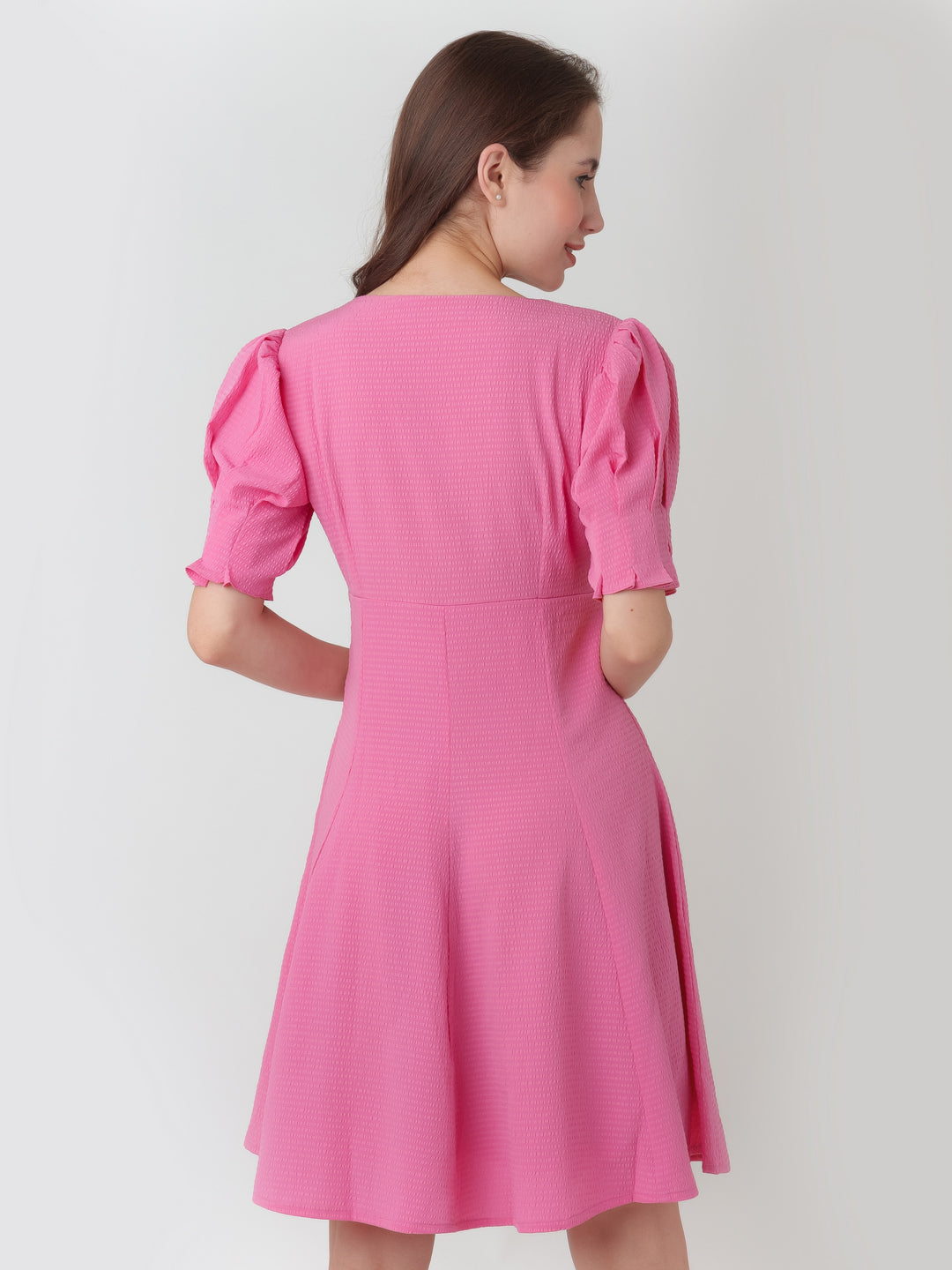 Pink_Textured_A-Line_Short_Dress_D06028_4