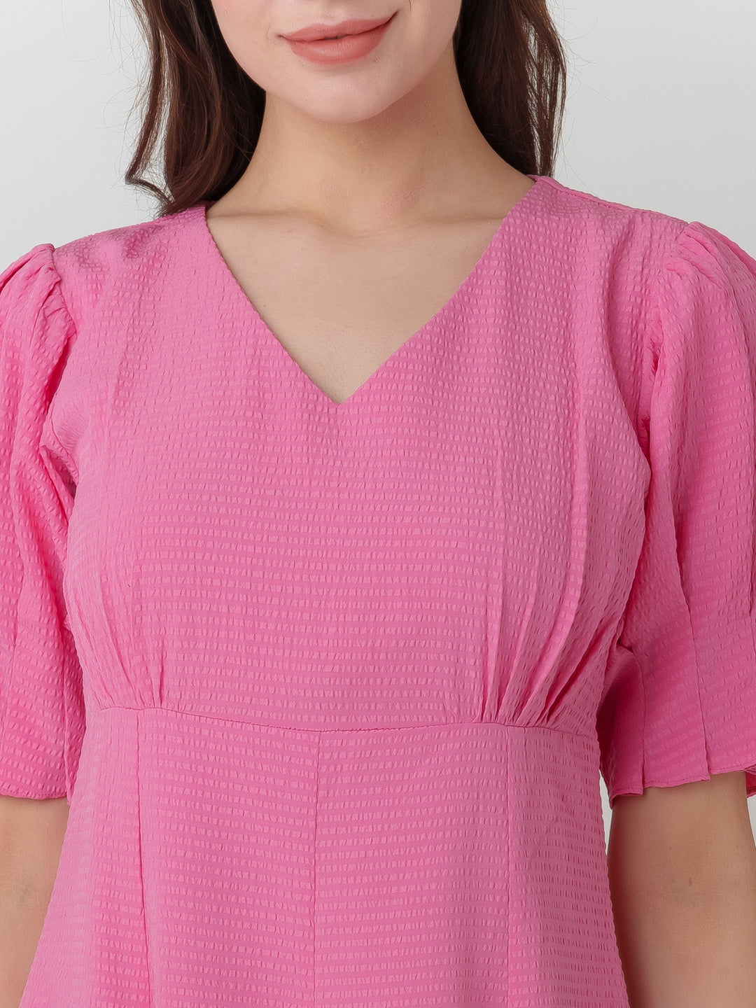 Pink_Textured_A-Line_Short_Dress_D06028_6