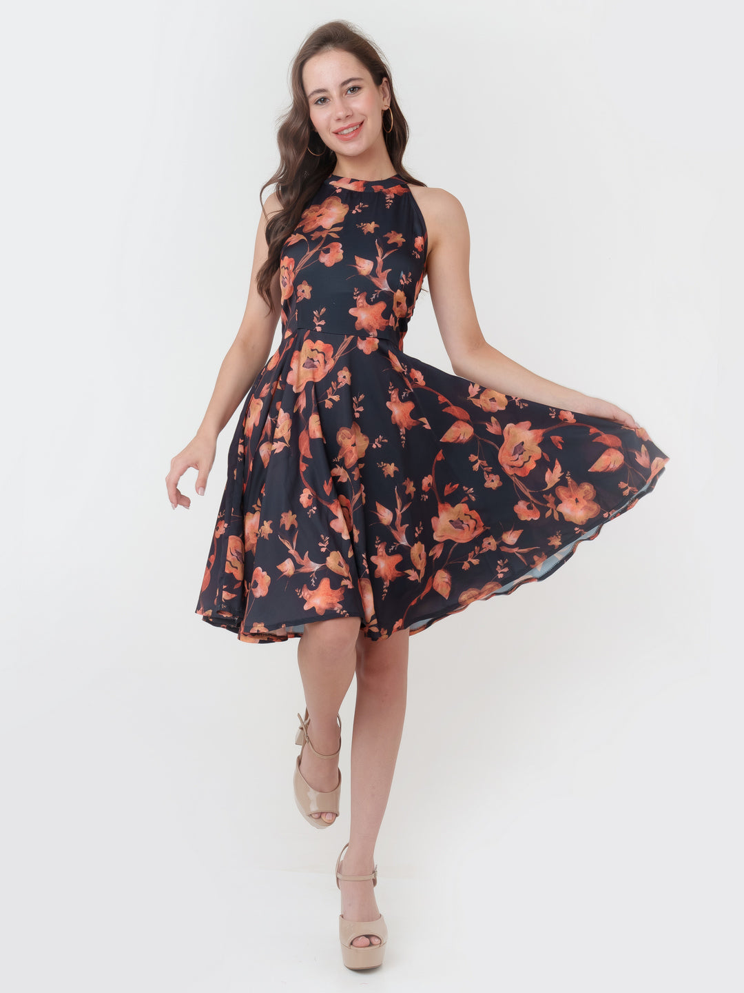 Black_Printed_A-Line_Short_Dress_1