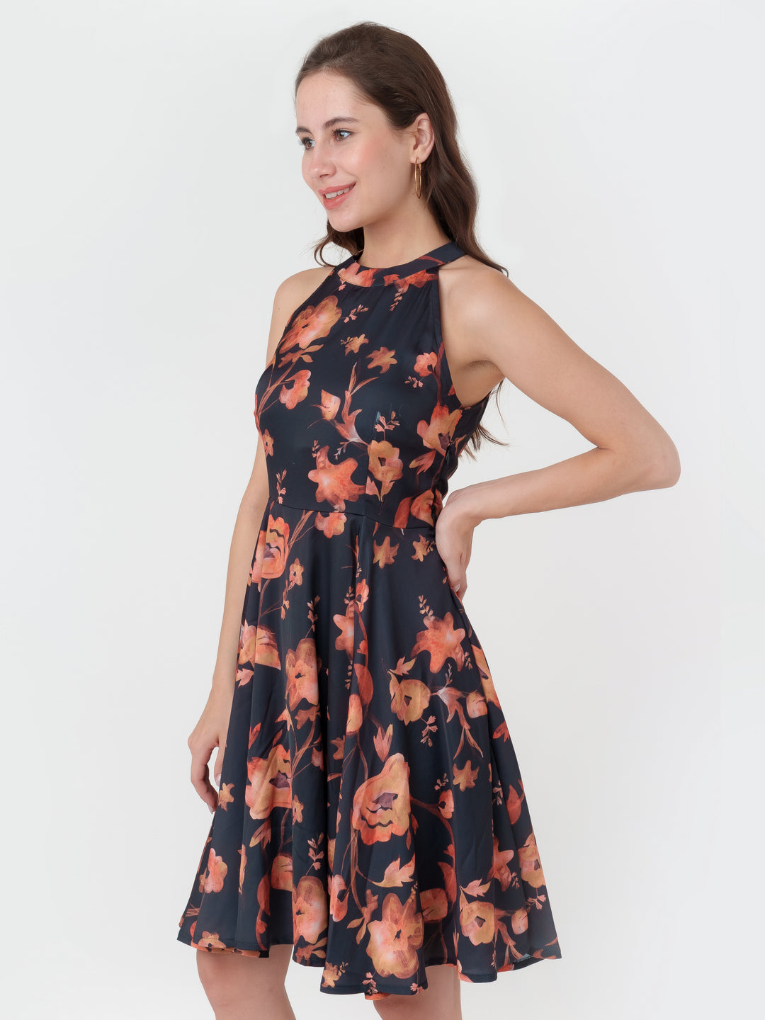 Black_Printed_A-Line_Short_Dress_3