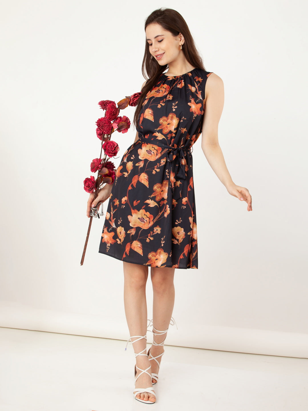 Black_Printed_A-Line_Short_Dress_1