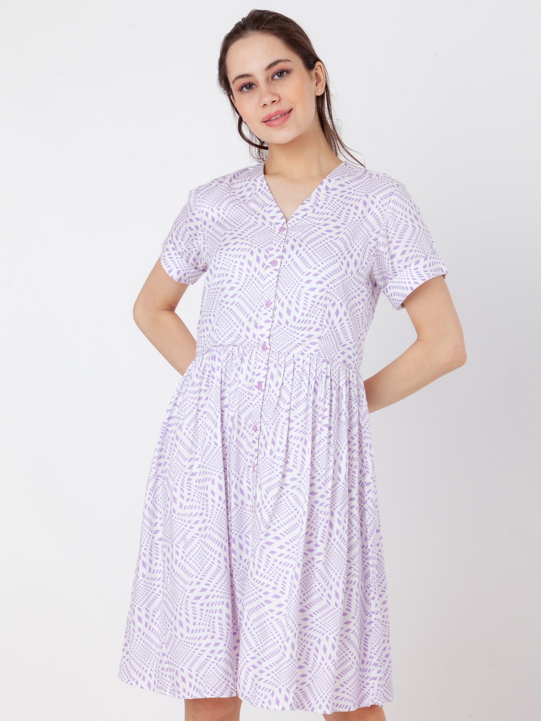 White_Printed_Flared_Short_Dress_2