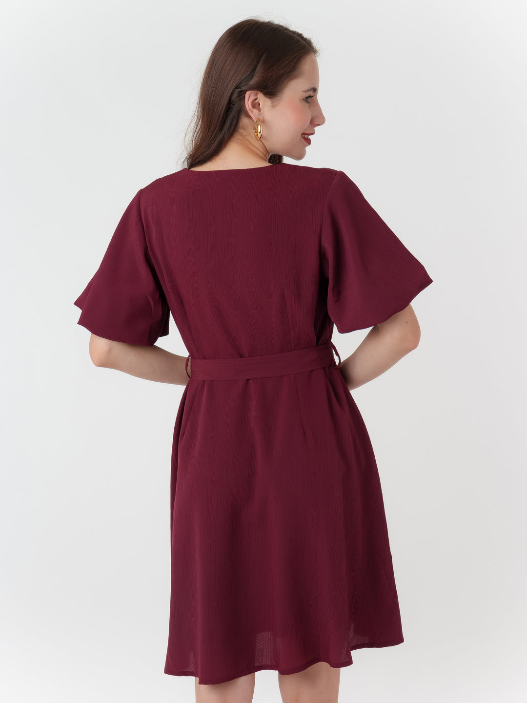 Maroon_Textured_Regular_Short_Dress_4