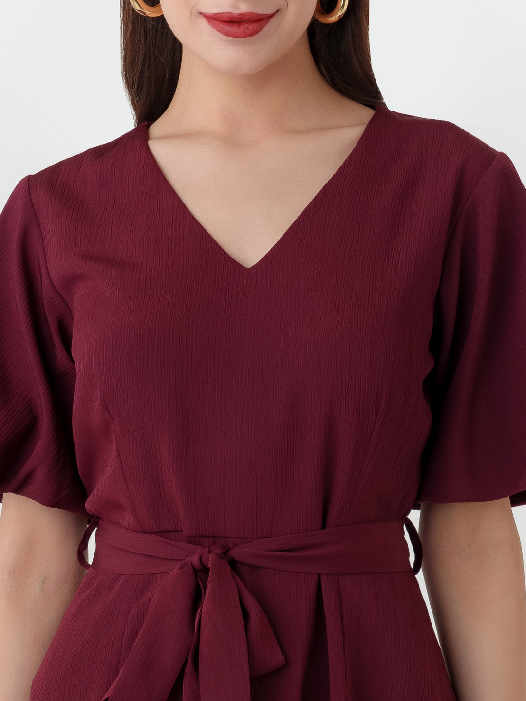 Maroon_Textured_Regular_Short_Dress_6