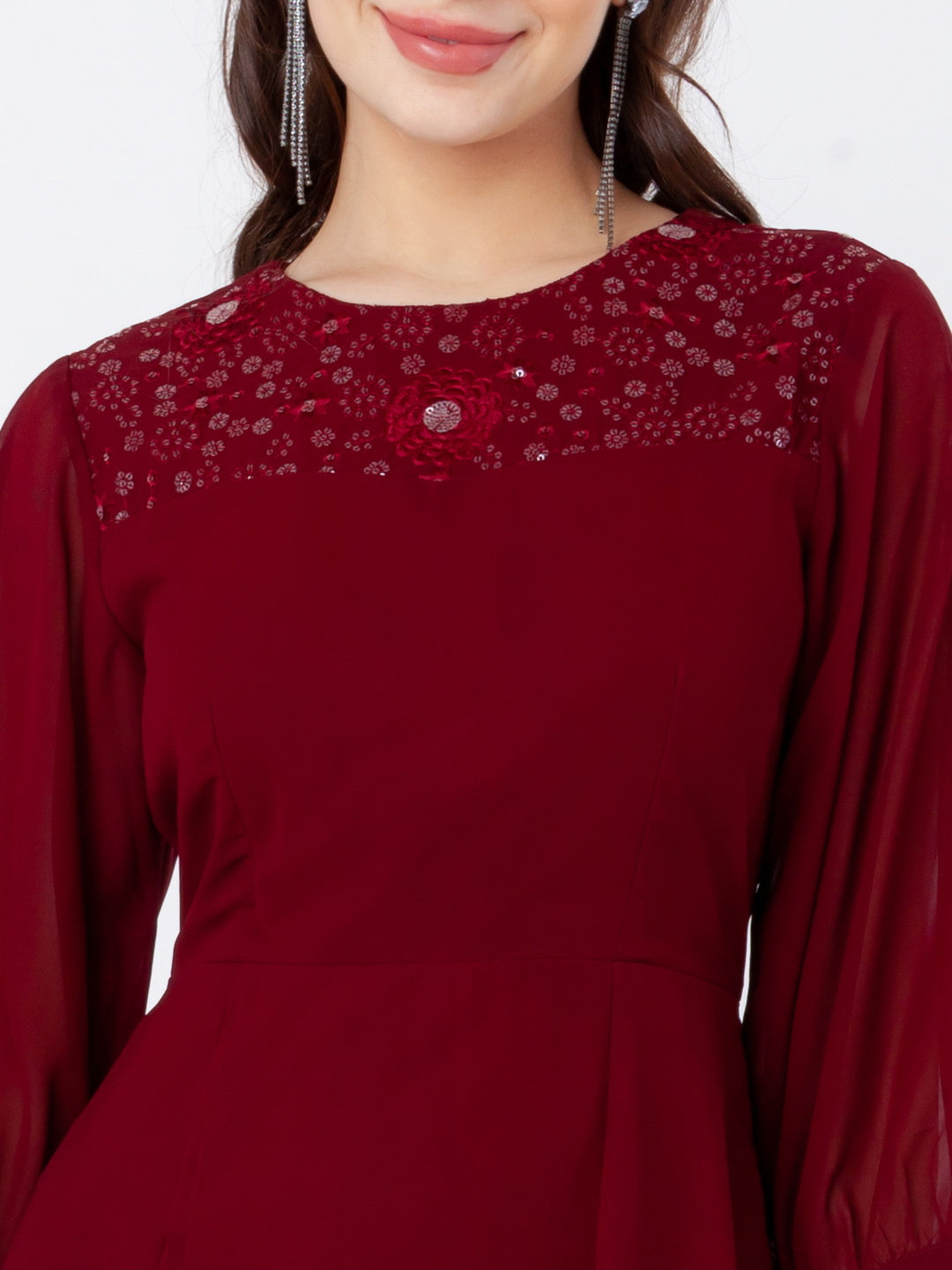 Maroon_Embroidered_A-Line_Midi_Dress_6