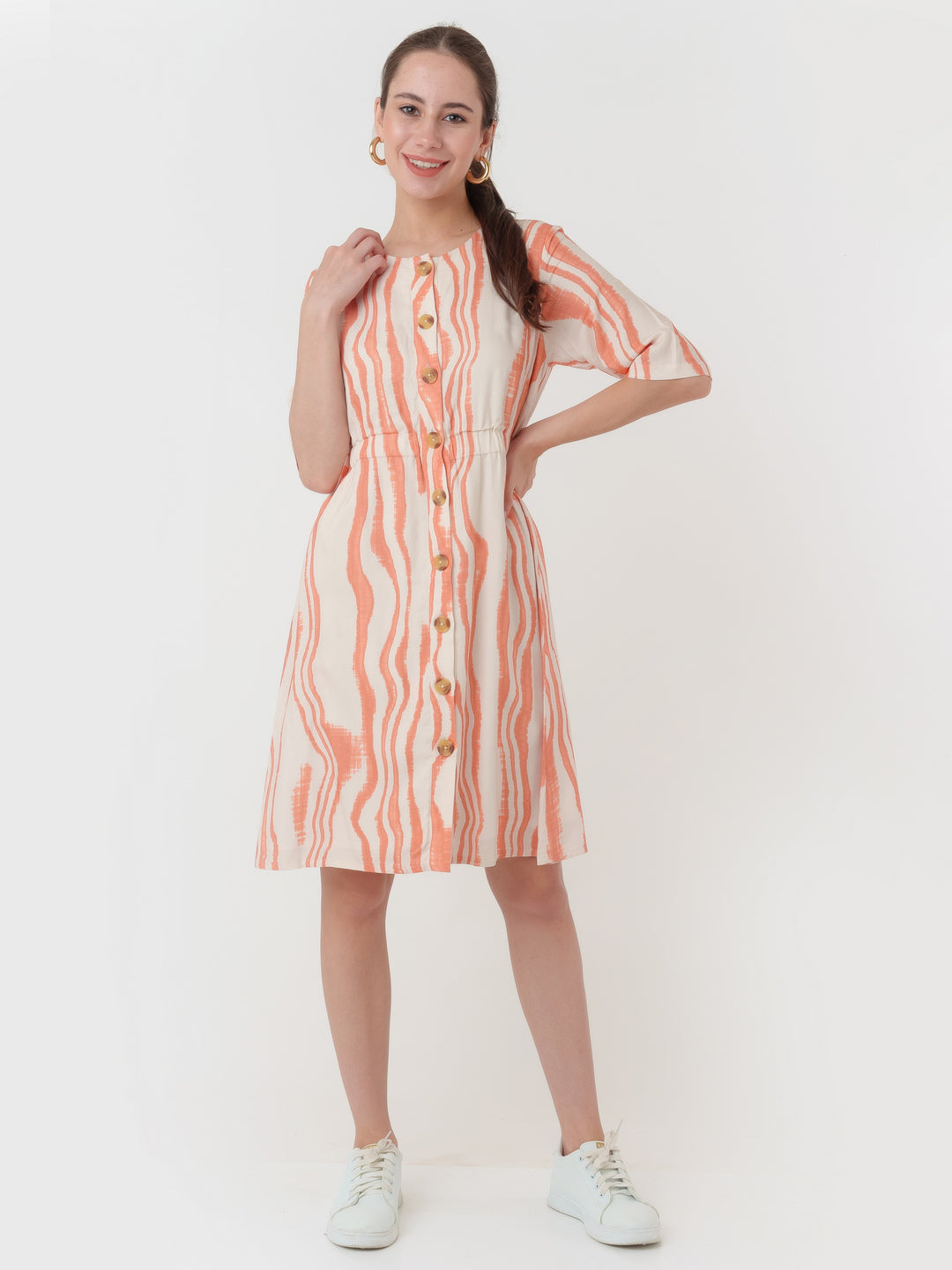 White_Printed_A-Line_Short_Dress_1