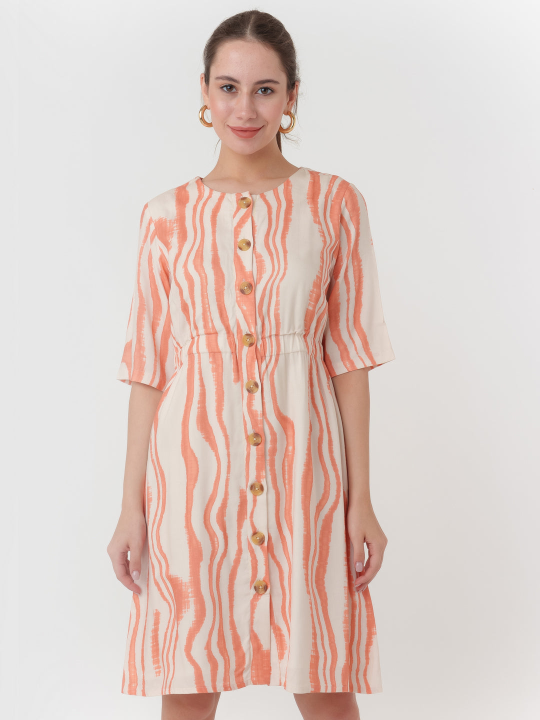 White_Printed_A-Line_Short_Dress_2