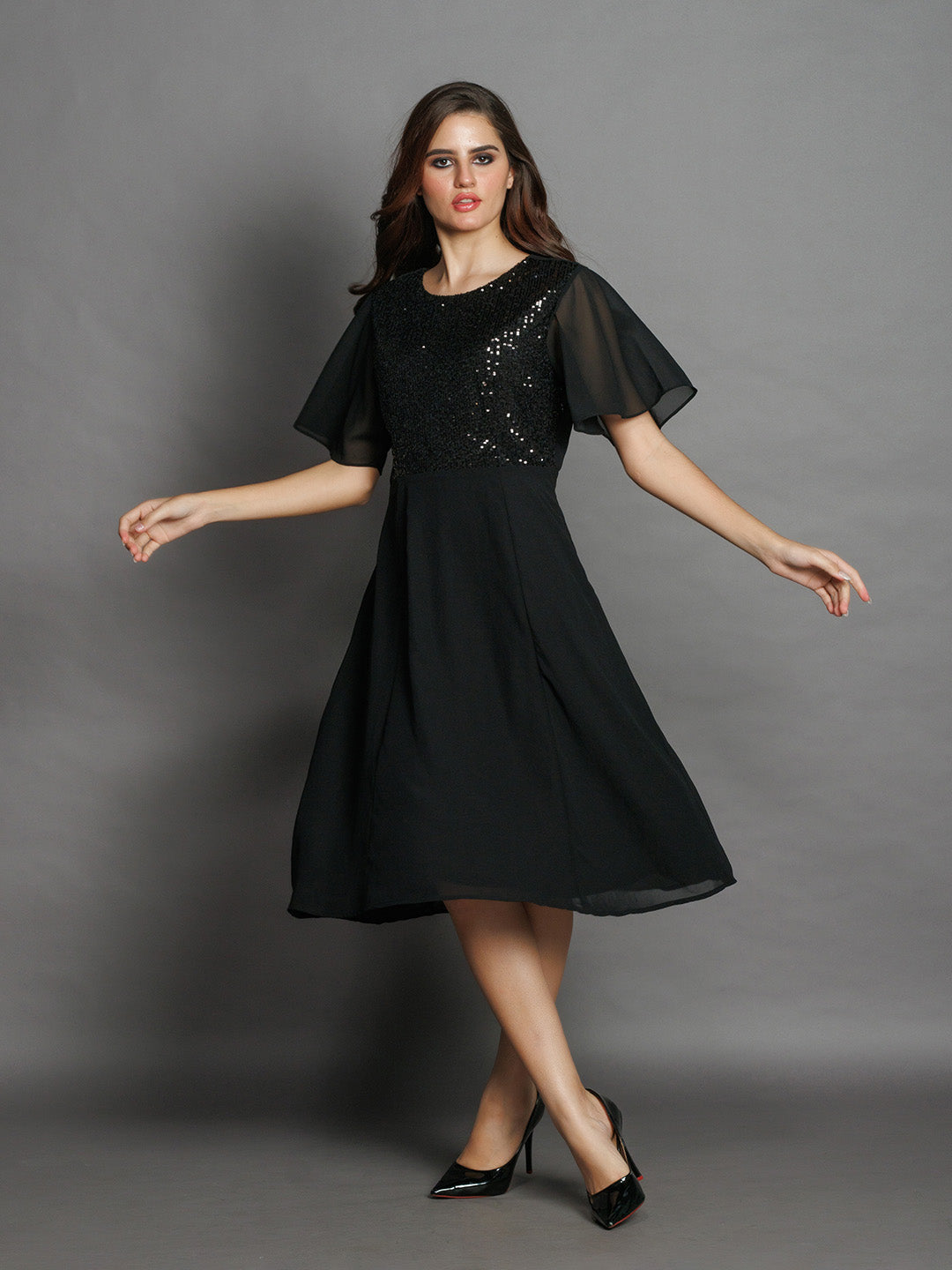 Black-Solid-Regular-Midi-Dress-D08018-1