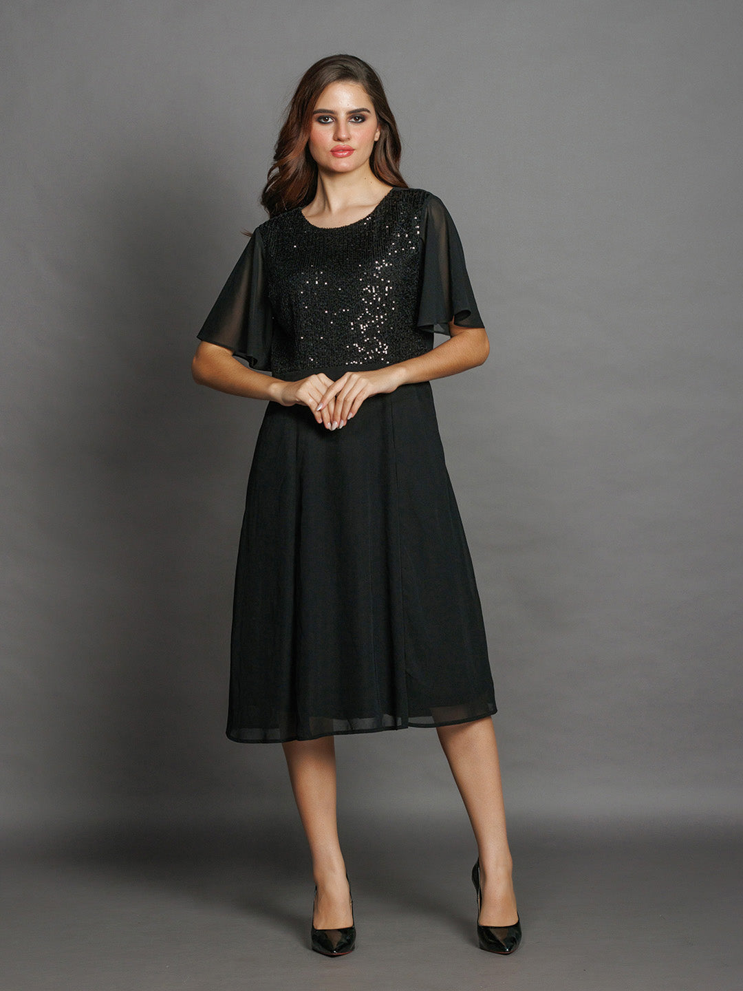 Black-Solid-Regular-Midi-Dress-D08018-2