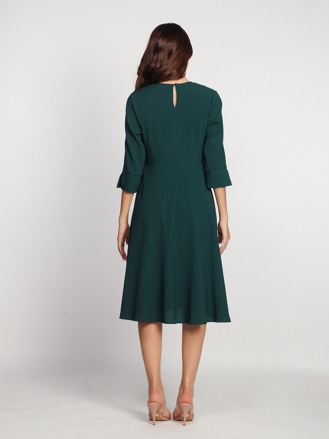 Dark-Green-Solid-A-Line-Midi-Dress-D08039-4