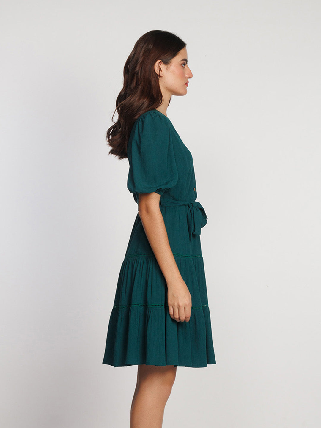 Dark-Green-Solid-Flared-Short-Dress-D08042-4