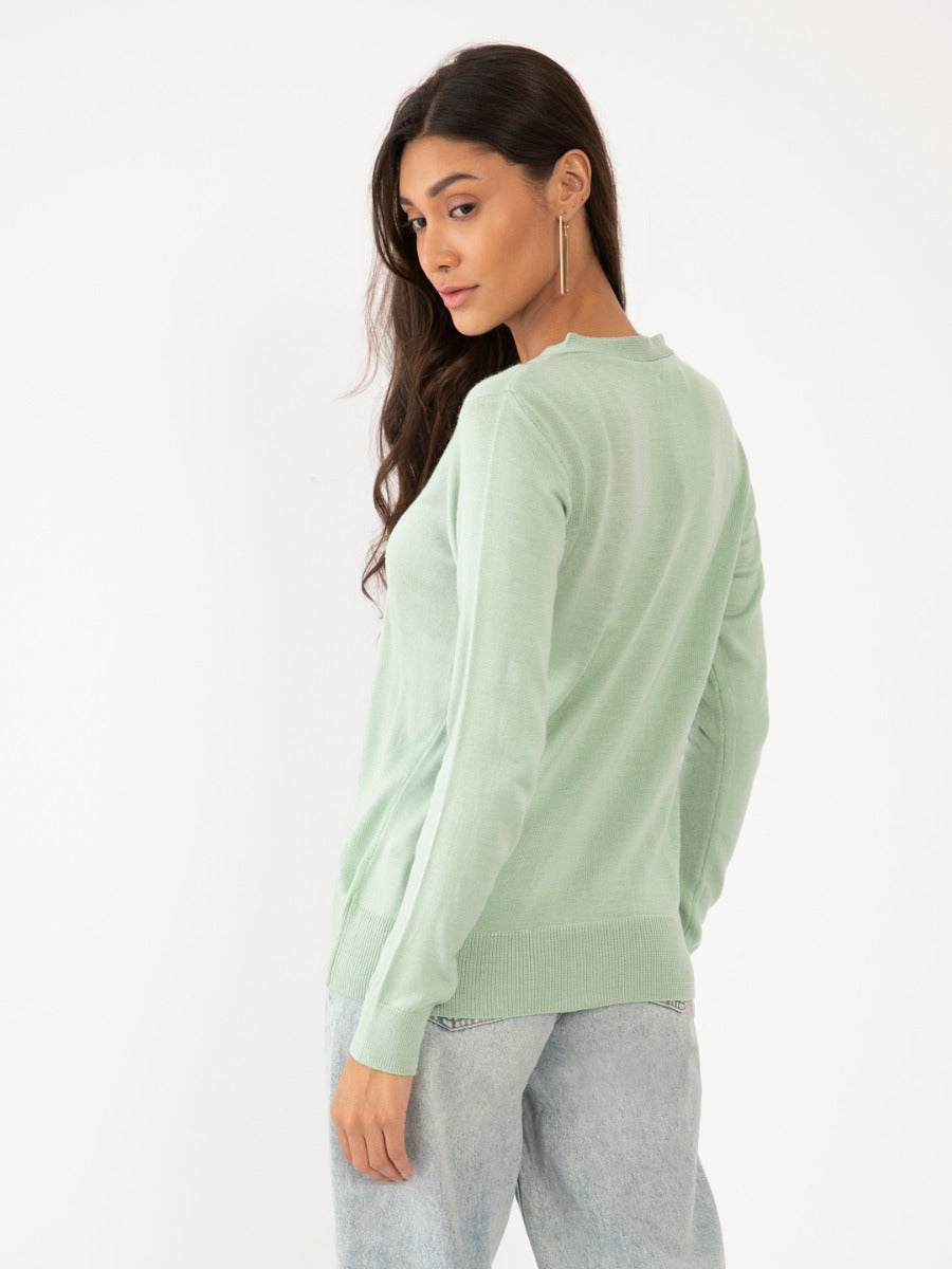 Green Solid Cardigan