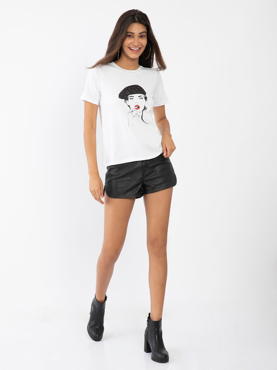 White Printed T-Shirt
