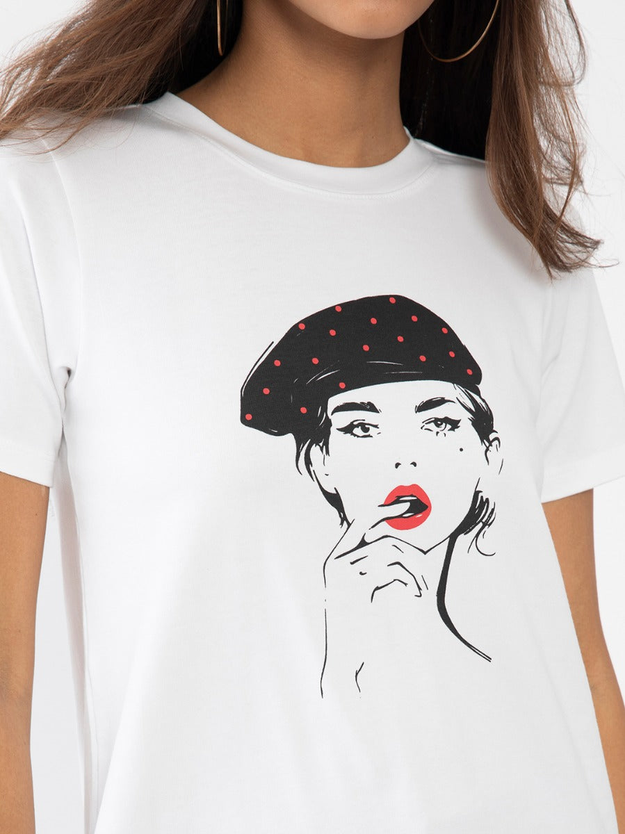 White Printed T-Shirt