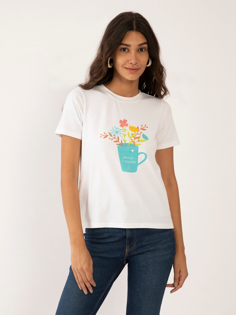 White Printed T-Shirt