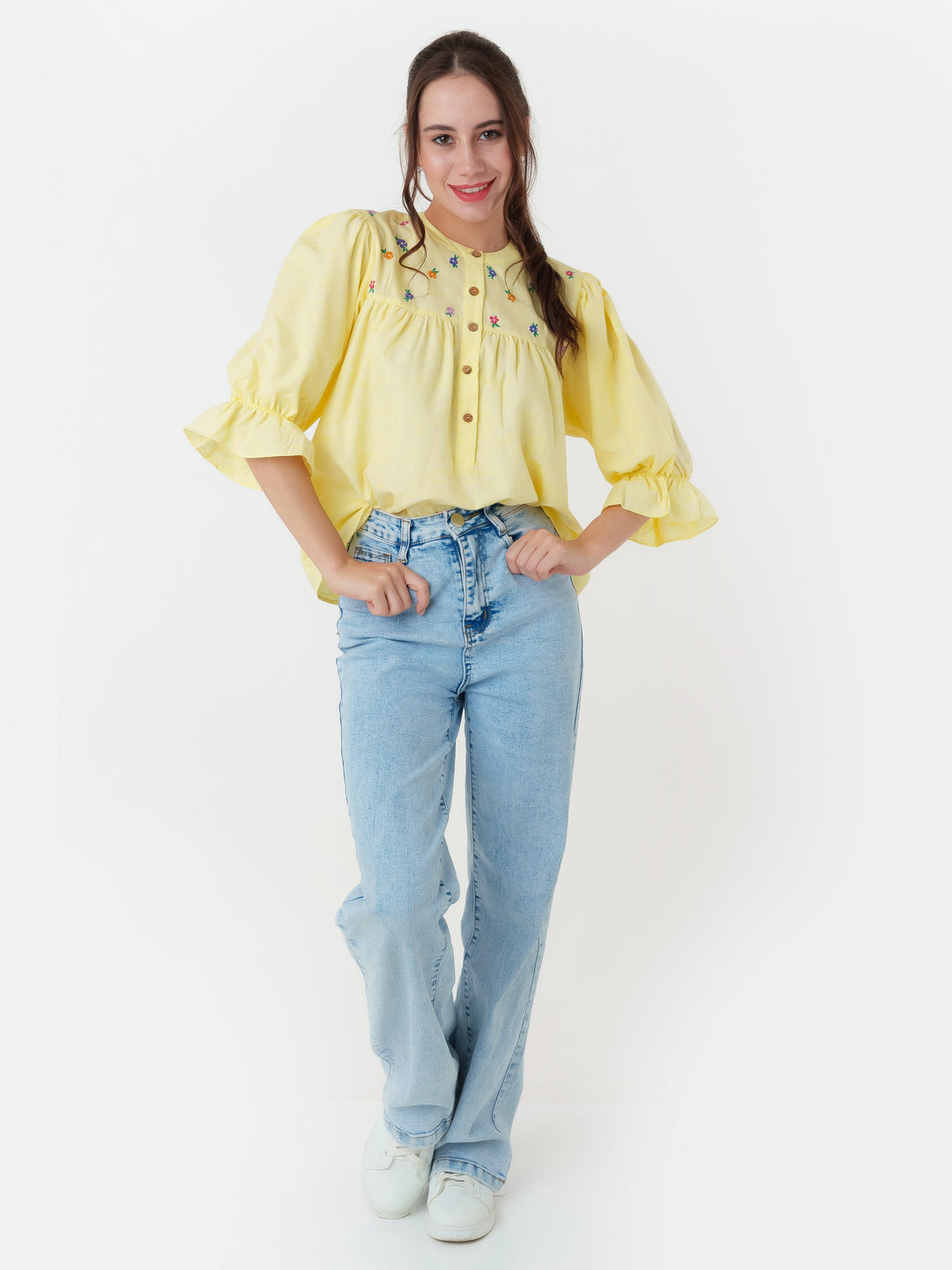 Yellow_Embroidered_Tiered_Top_T05125_5