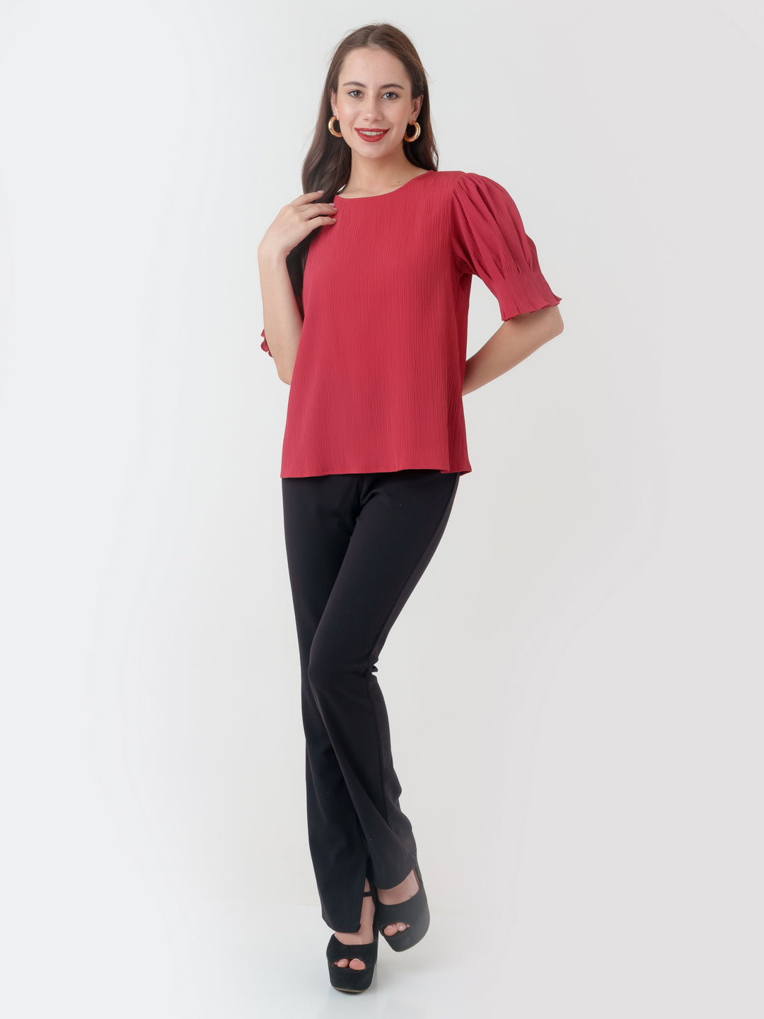 Red_Textured_Regular_Top_5