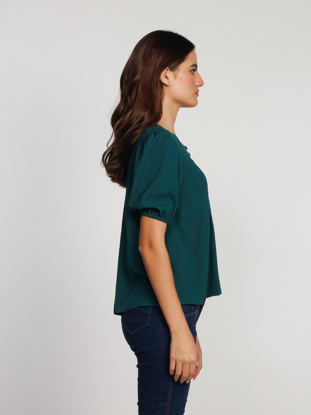 Dark-Green-Embroidered-Flared-Top-T09049-3