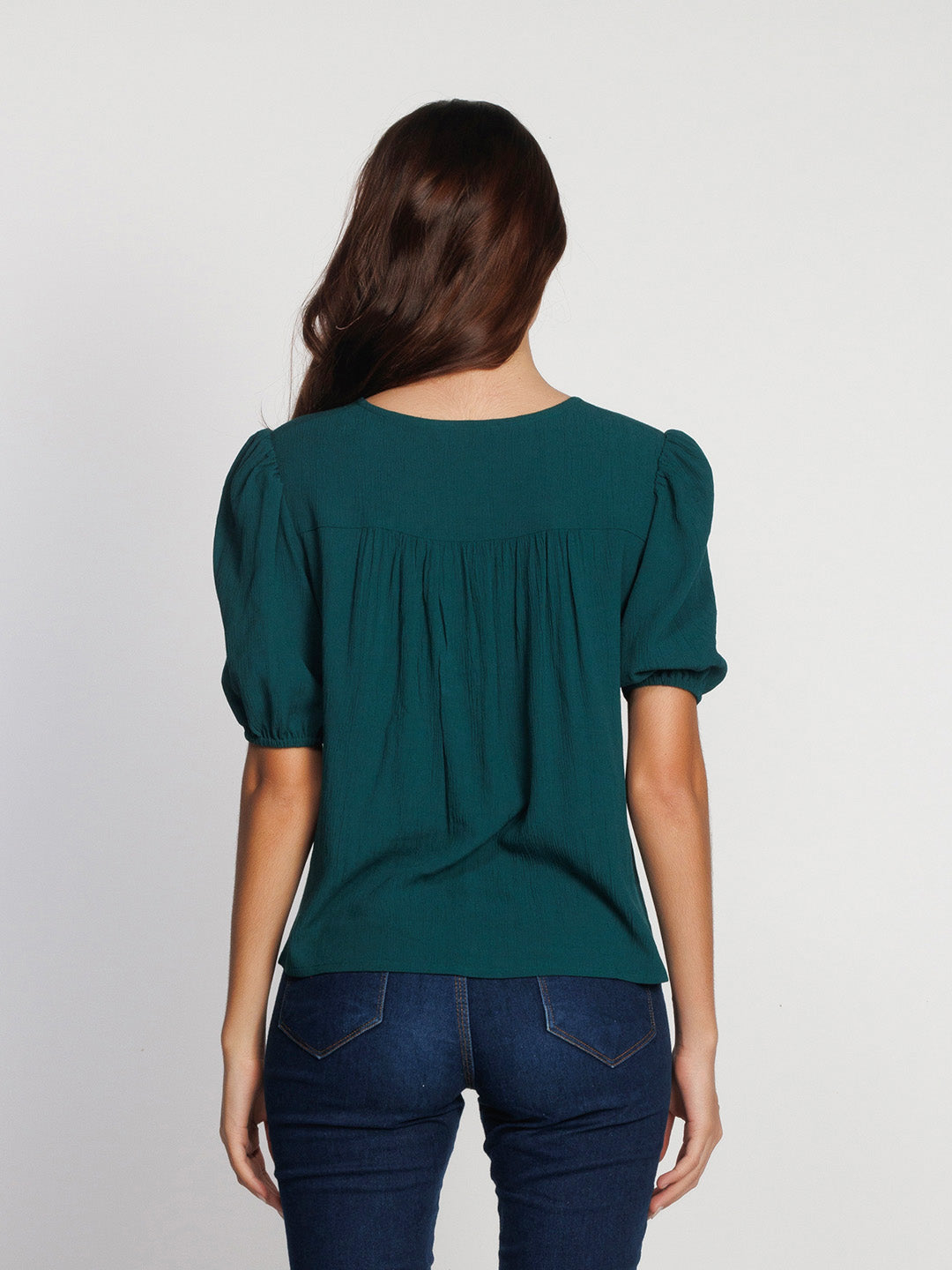 Dark-Green-Embroidered-Flared-Top-T09049-4