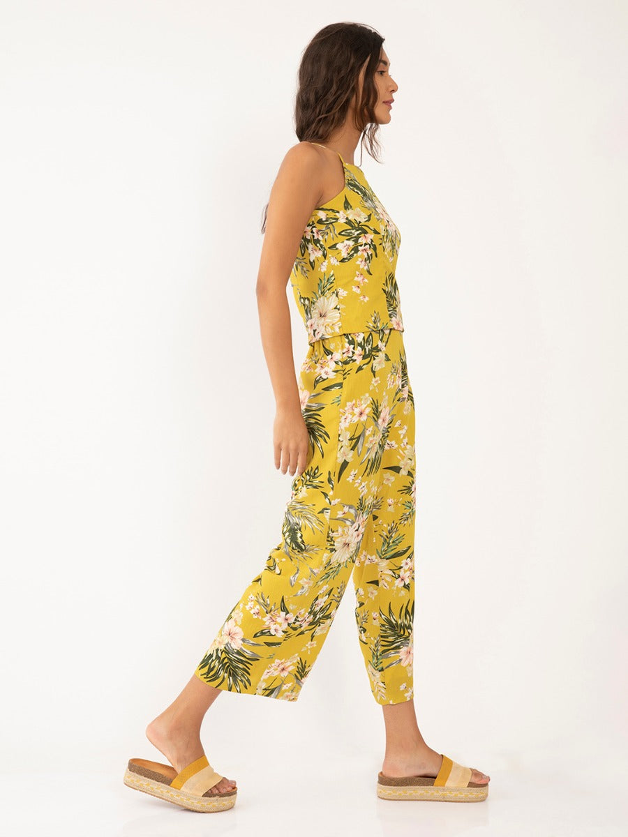 Yellow Floral Print Strappy Co-ords