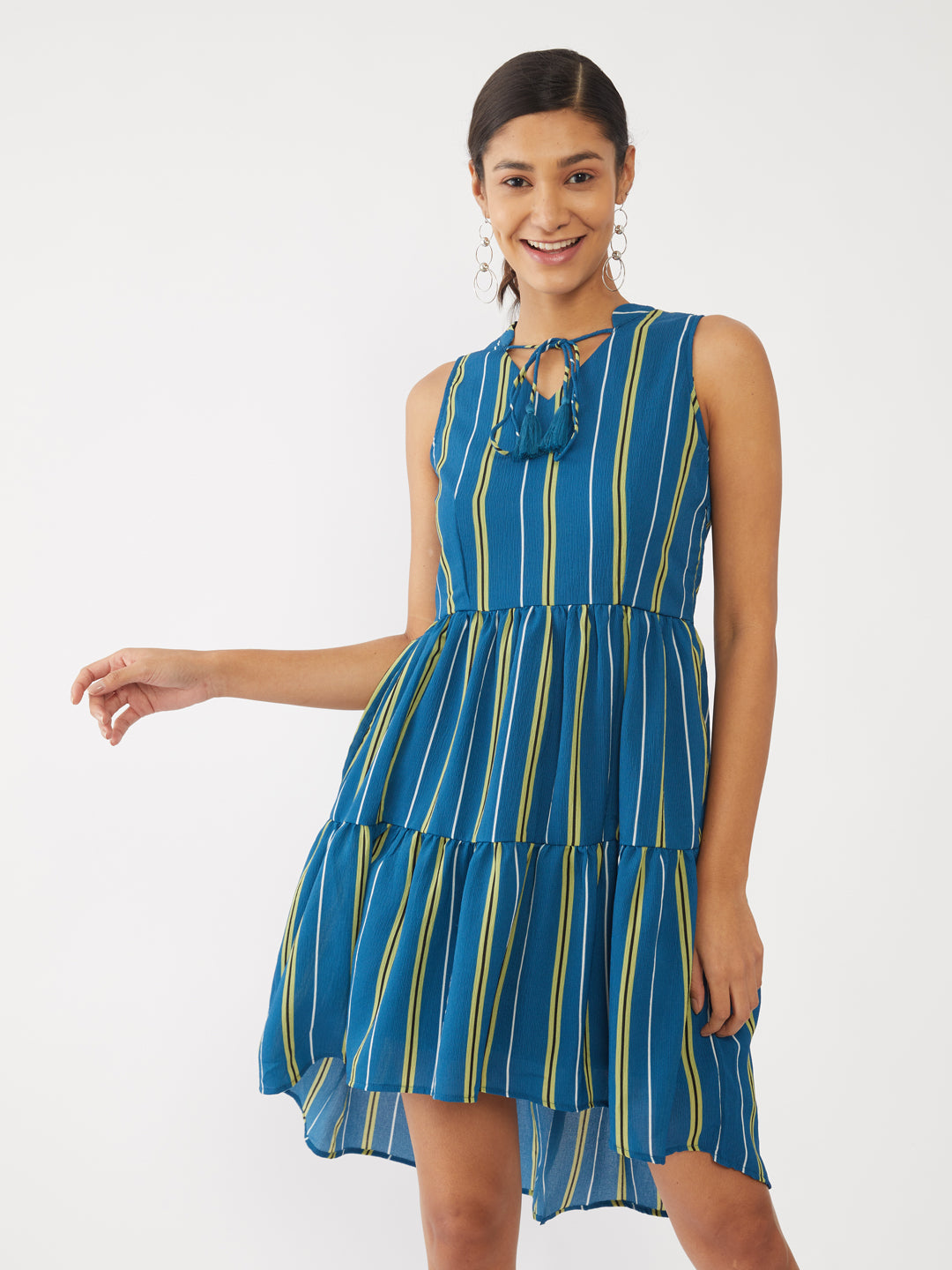 Blue-Striped-High-Low-Short-Dress-VD01820-2
