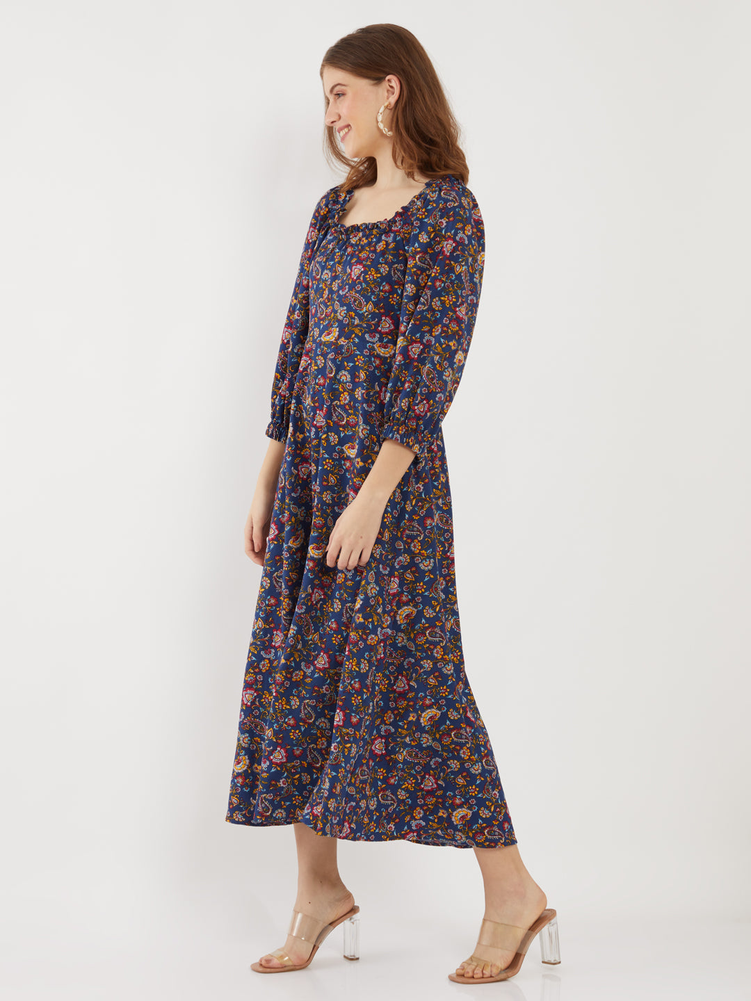 Navy-Blue-Bohemian-Printed-Ankle-Length-Maxi-Dress-VD01878-3
