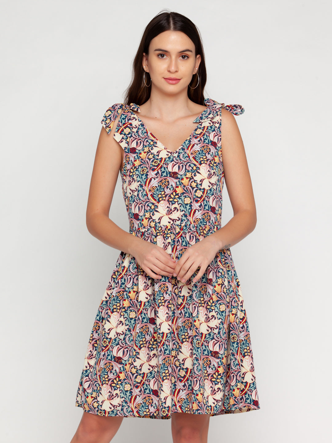Blue-Floral-Printed-Regular-Short-Dress-VD02162-2