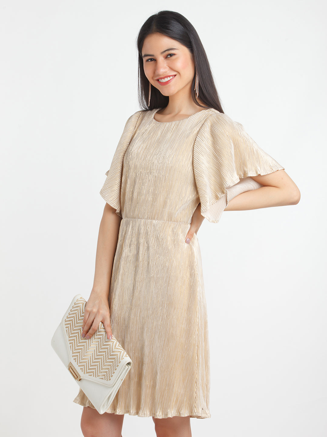 Stripes-Polyester-Short-Dress-VD02310_142-Gold-1