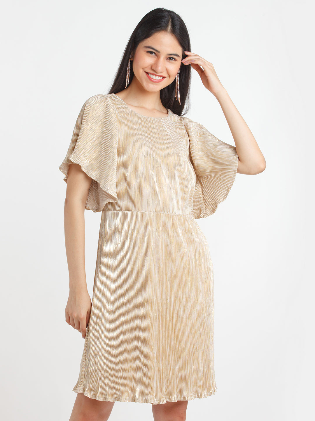 Stripes-Polyester-Short-Dress-VD02310_142-Gold-2