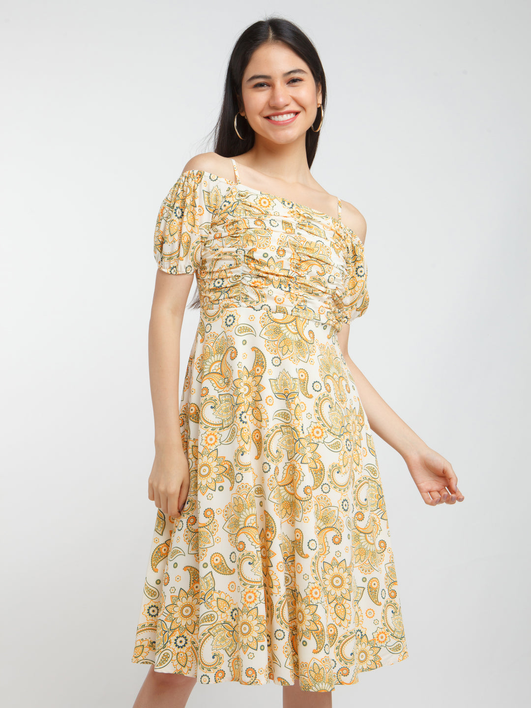 Multi-Colored-Bohemian-Printed-Puff-Sleeve-Short-Dress-VD02381-2
