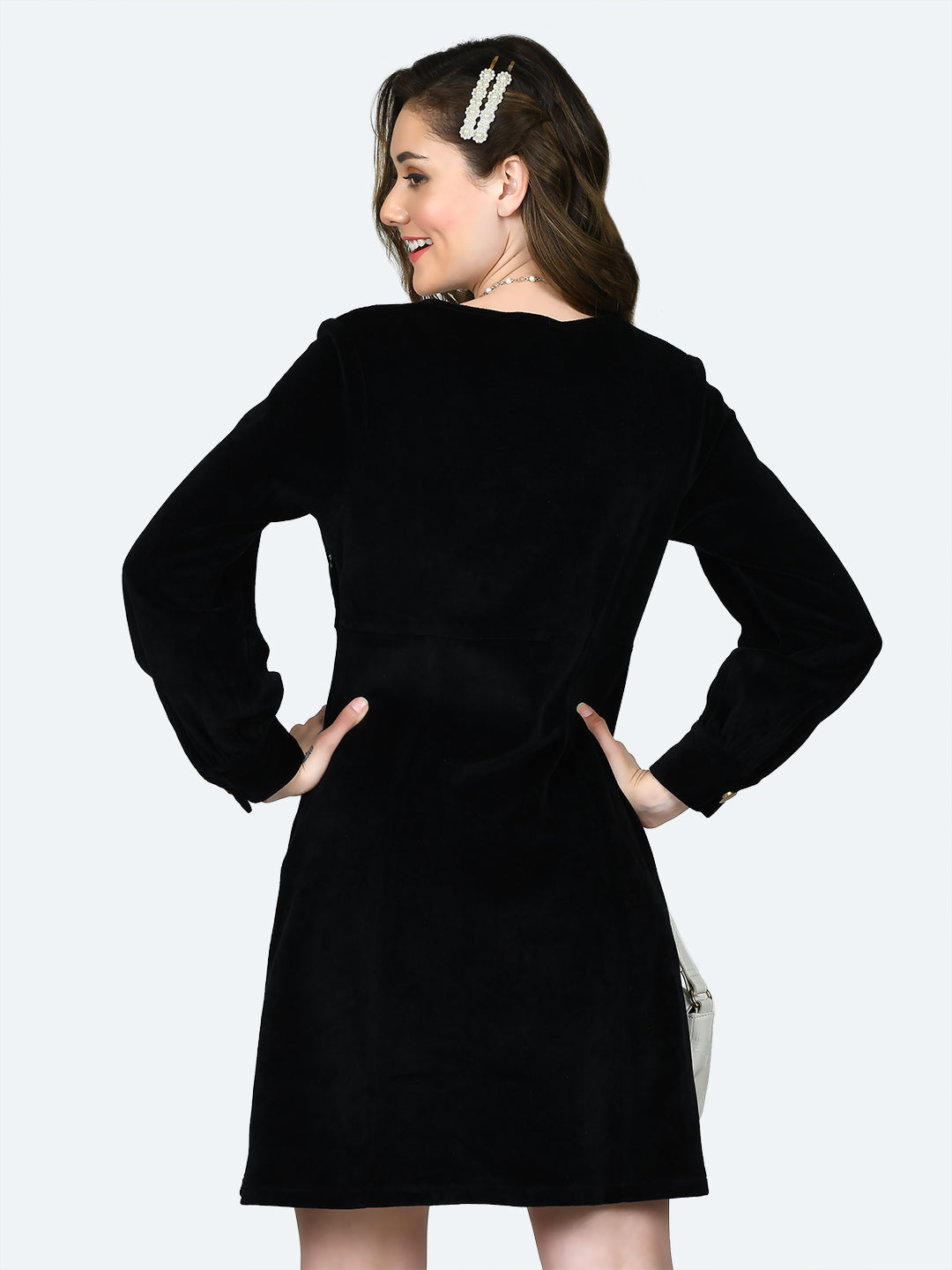 Solid-Polyester-Short-Dress-VD02520_101-Black-4