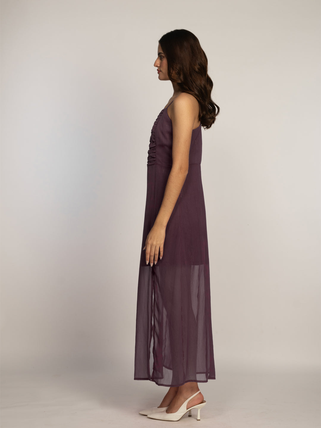 Wine Solid Fit & Flared Maxi Dress-VD08038_115-Wine-3