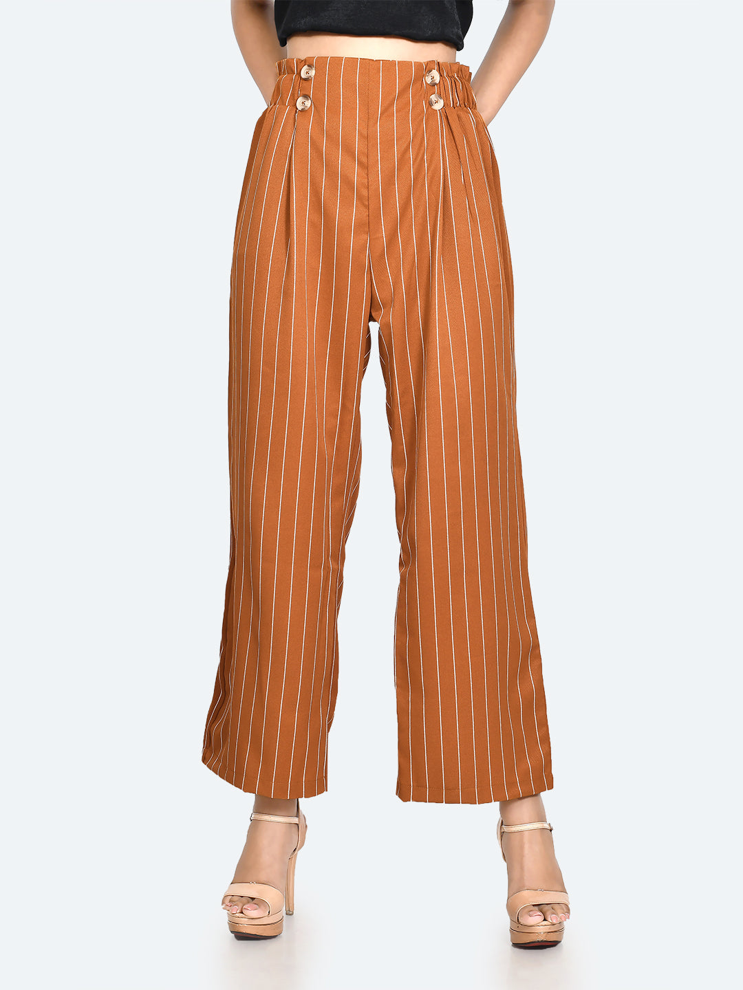 Brown-Striped-Half-Elasticated-Pleated-Trouser-VL00444-2