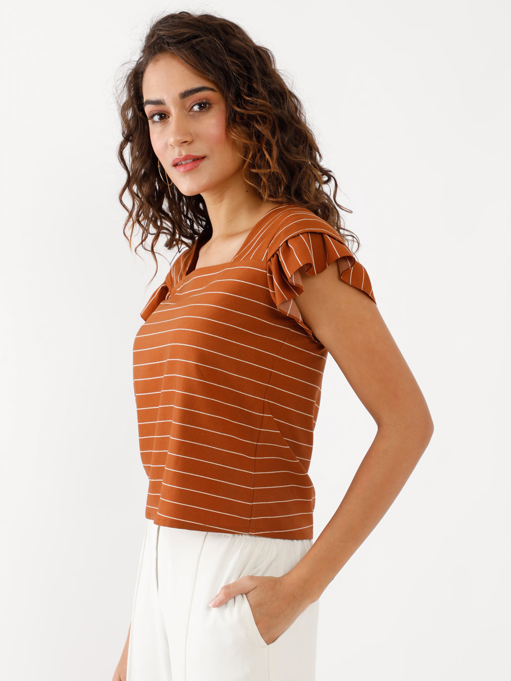 Brown-Striped-Ruffled-Top-VT02353-3