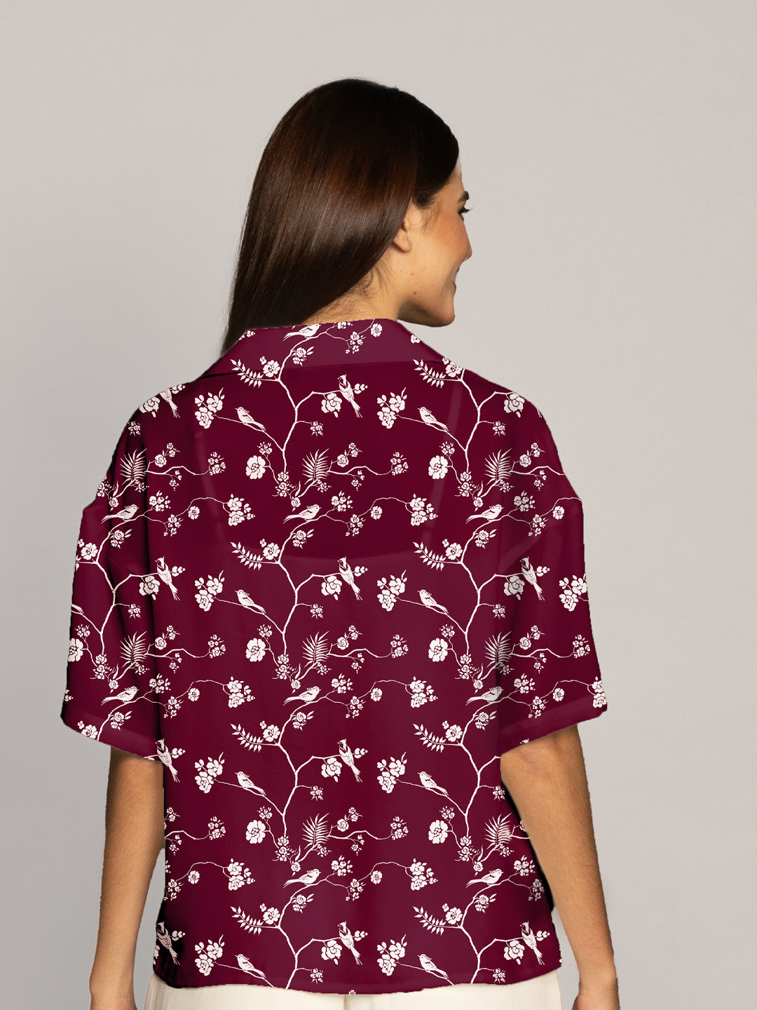 Maroon Floral Print Lapel Collared Shirt-VT02904_137-Maroon-4