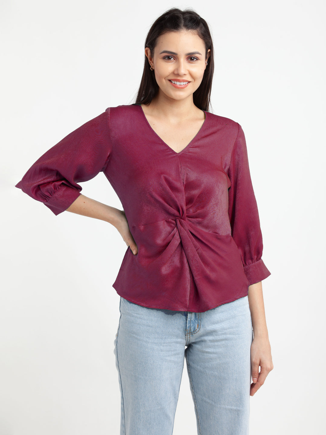 Pink-Solid-V-Neck-Top-VT02973_109-Pink-2