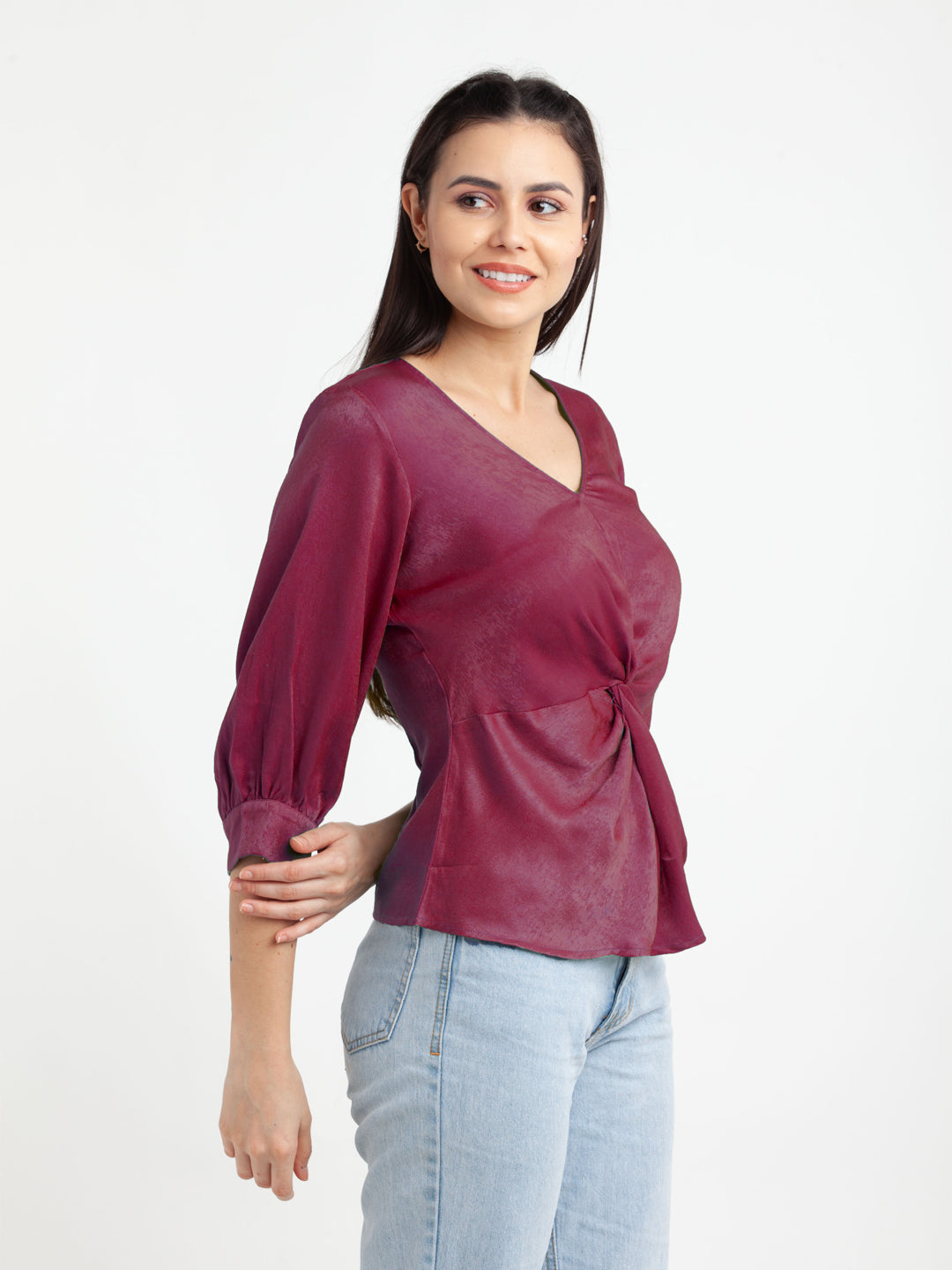 Pink-Solid-V-Neck-Top-VT02973_109-Pink-3