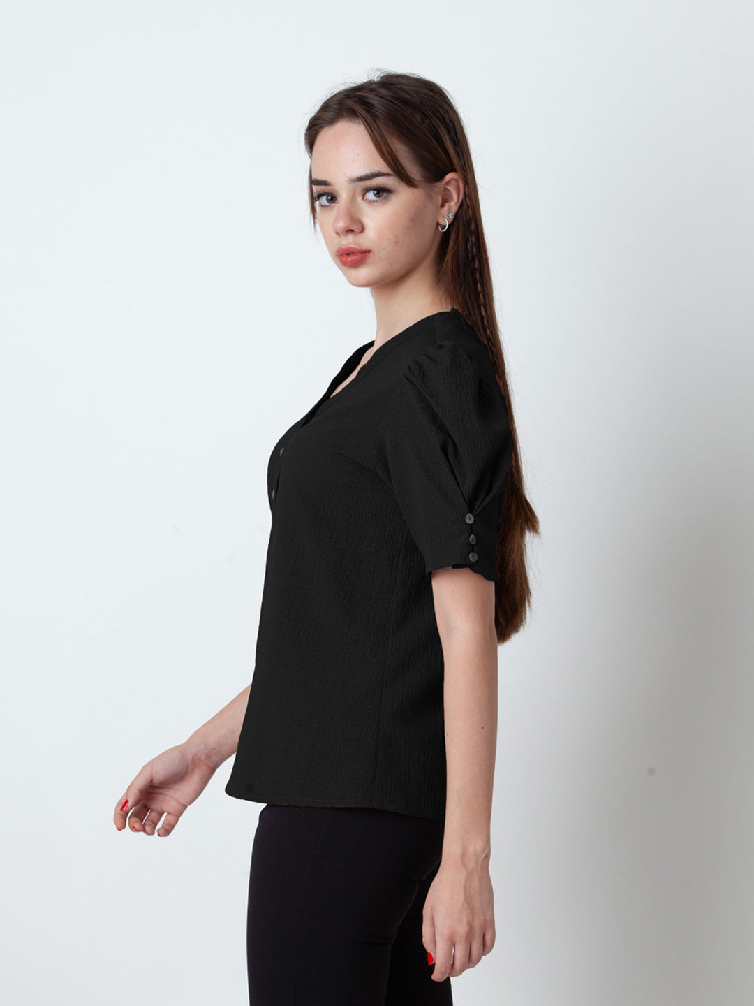 Solid-Puff-Sleeve-Top-VT09025-101-Black-3