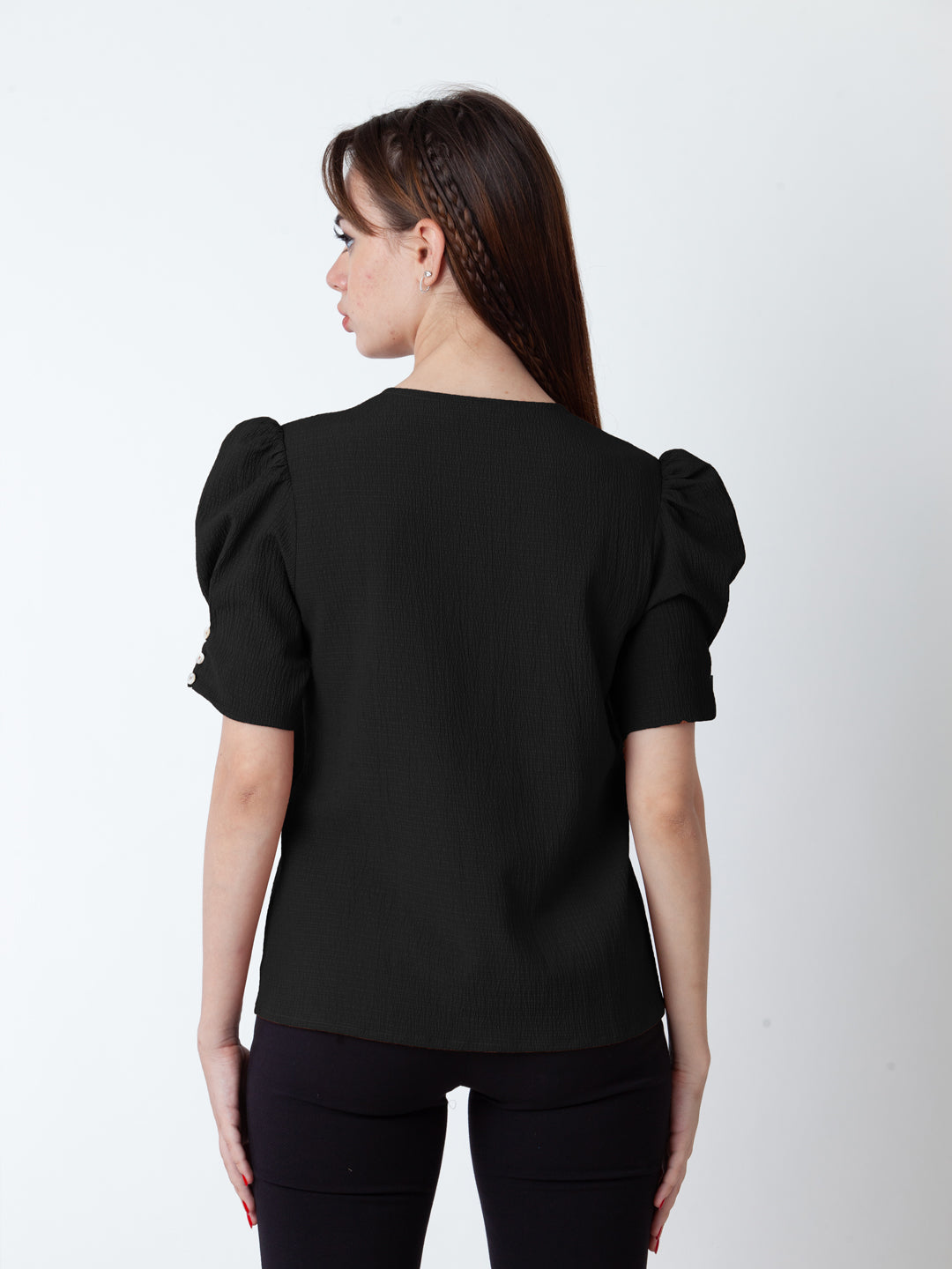 Solid-Puff-Sleeve-Top-VT09025-101-Black-4