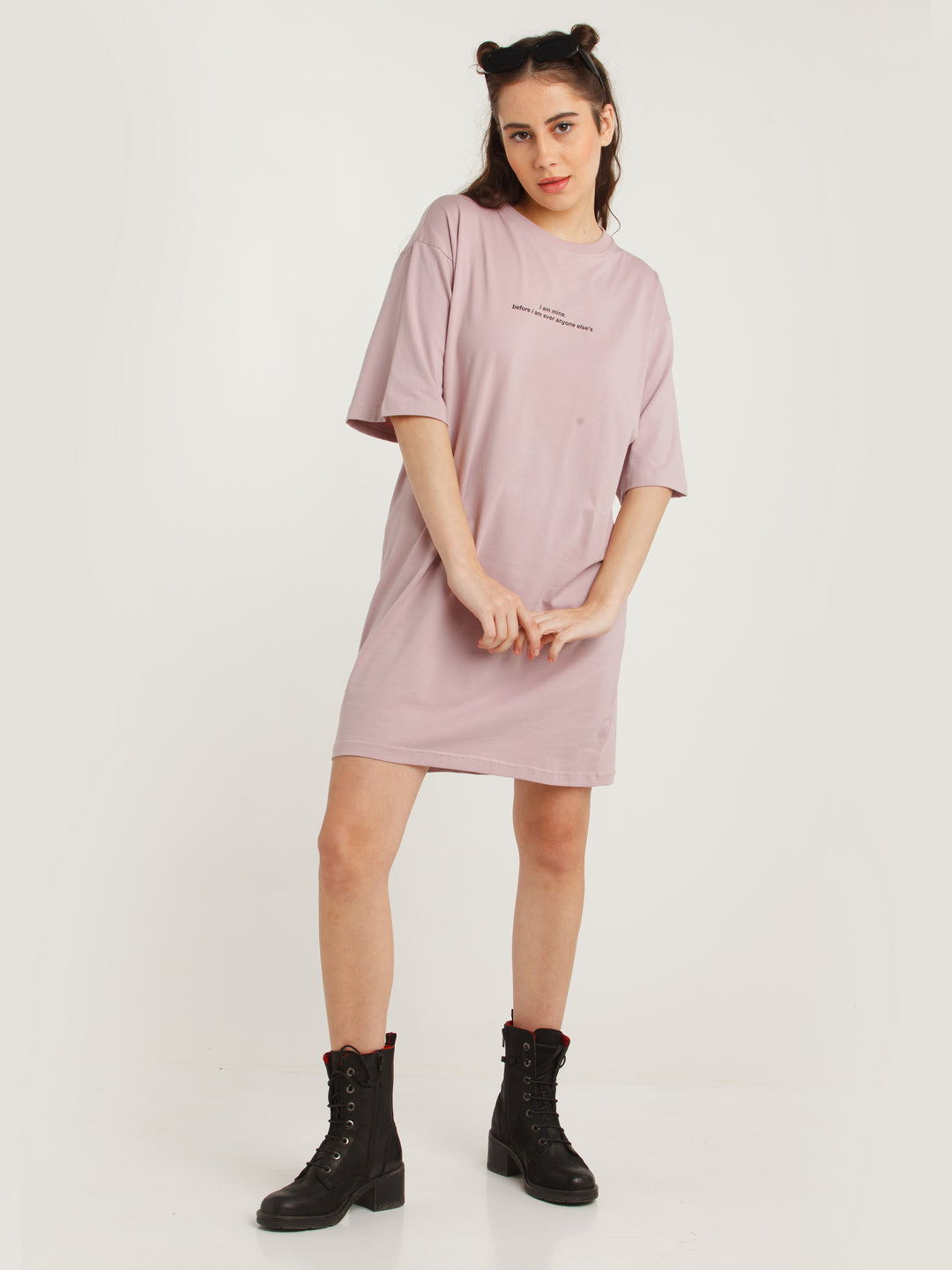 Purple Solid Straight Short Dress For Women