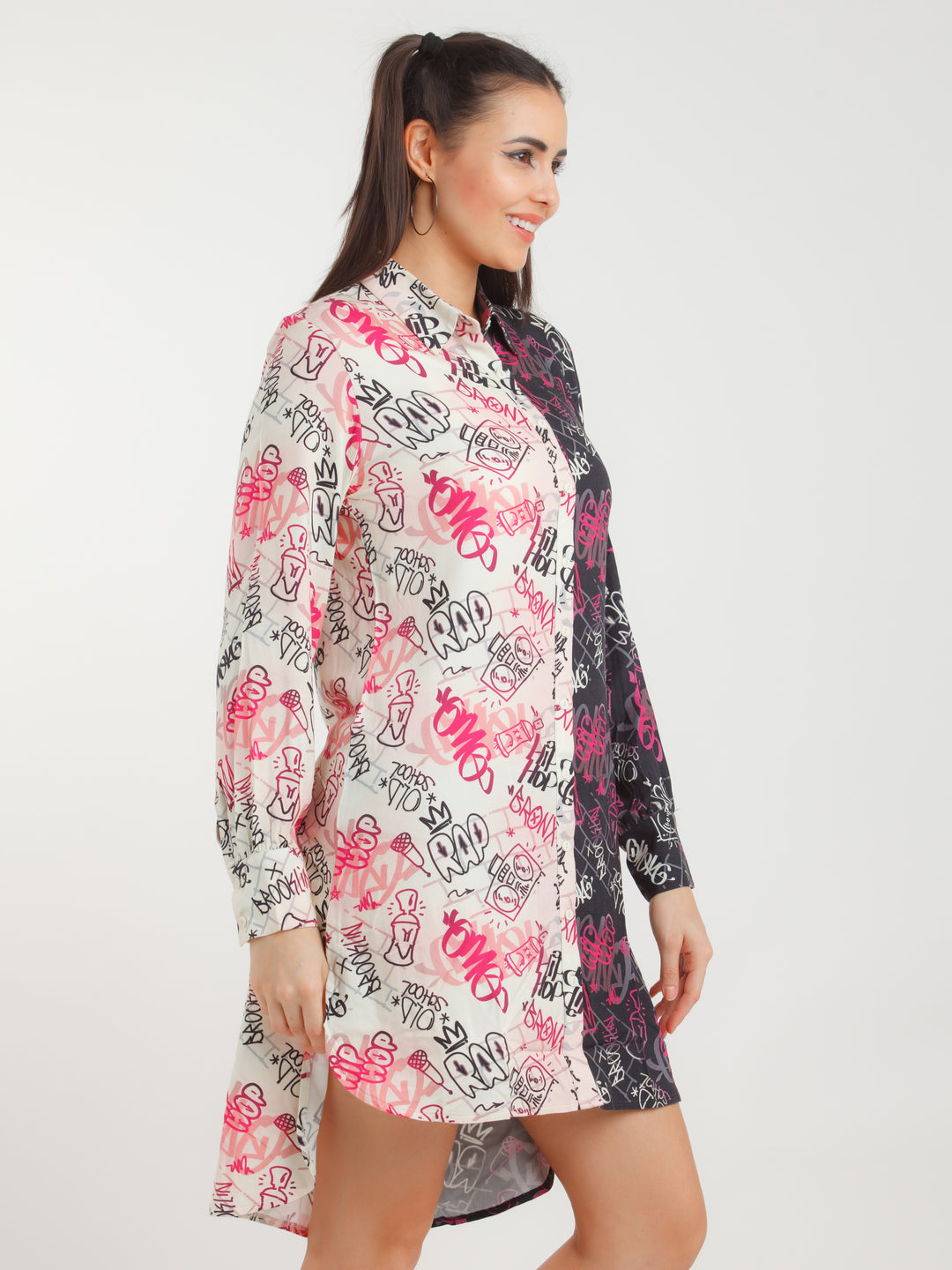 Multicolor Printed Shirt Dress For Women