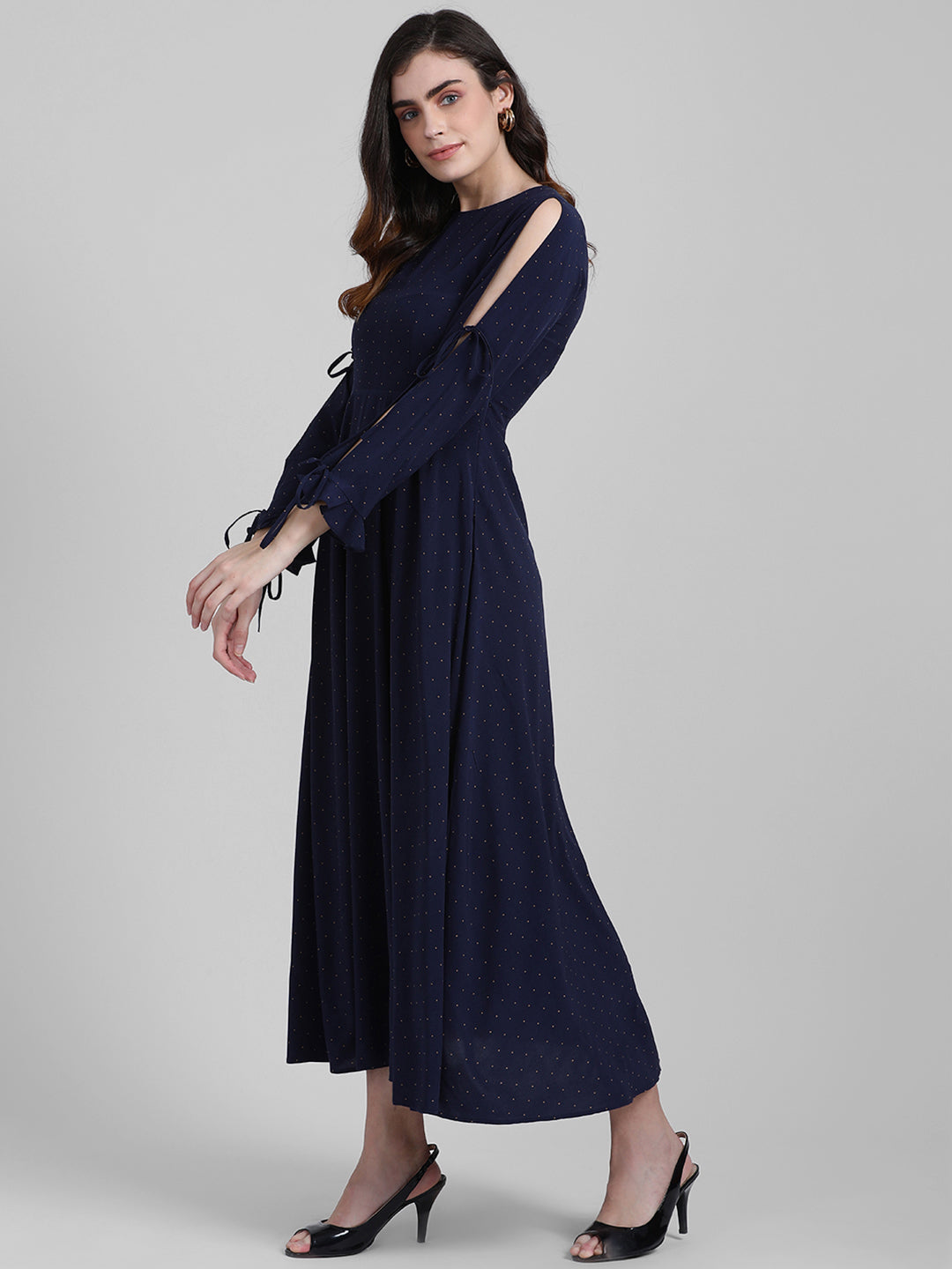 Navy Blue Printed Maxi Dress