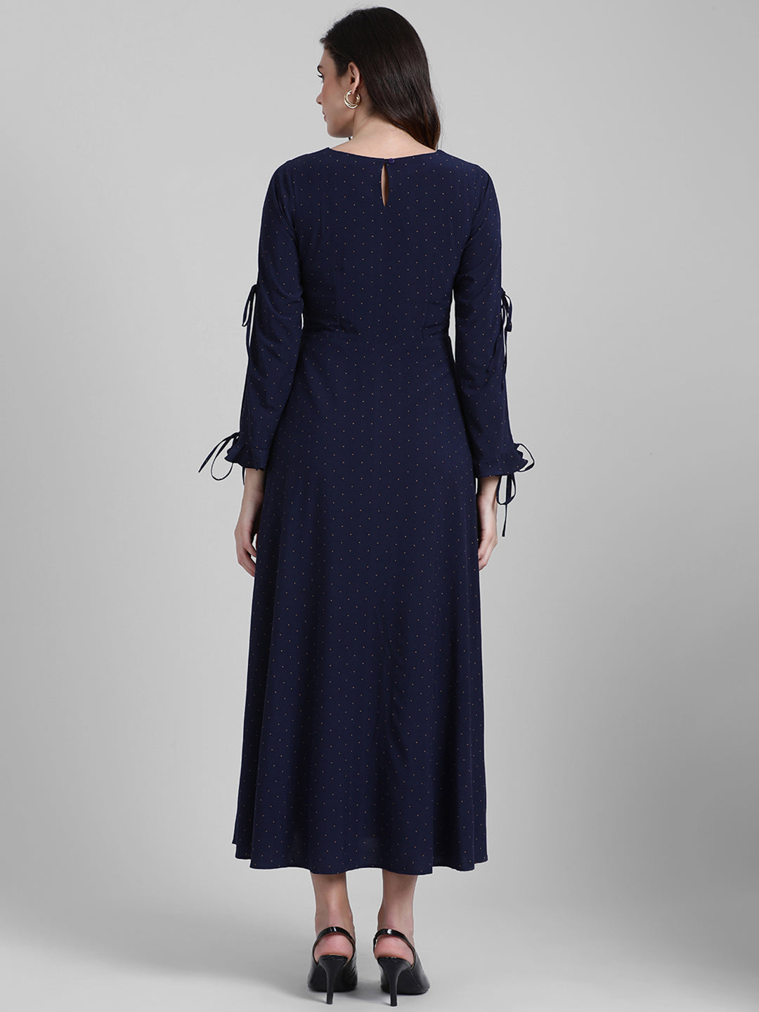 Navy Blue Printed Maxi Dress