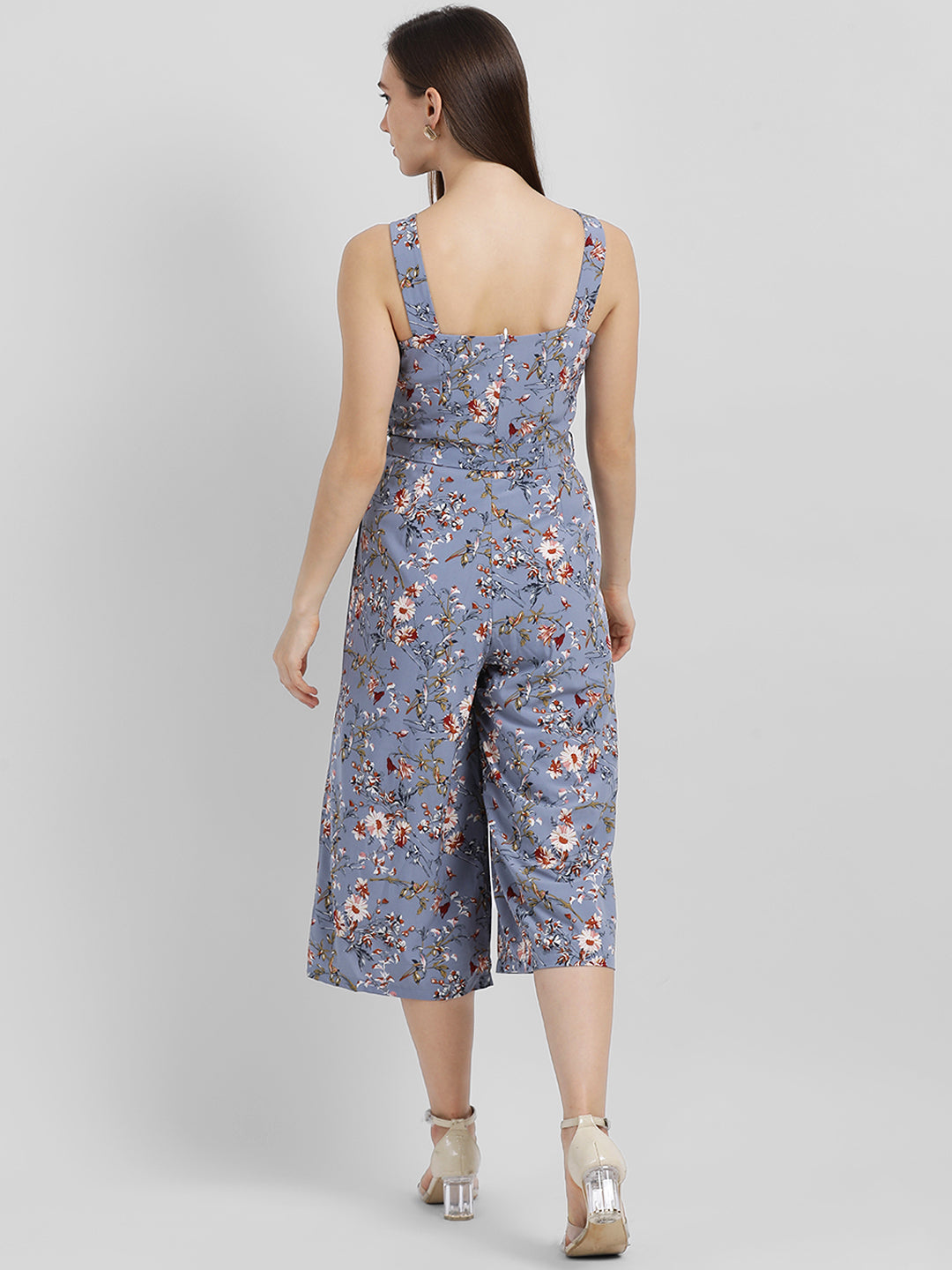 Grey Floral Printed Regular Dress