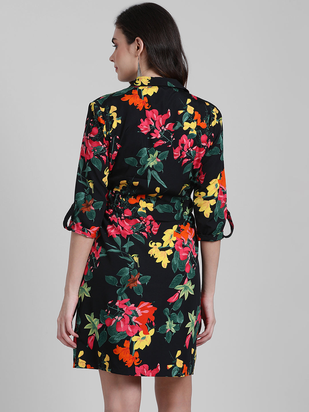 Black Solid Shirt Dress